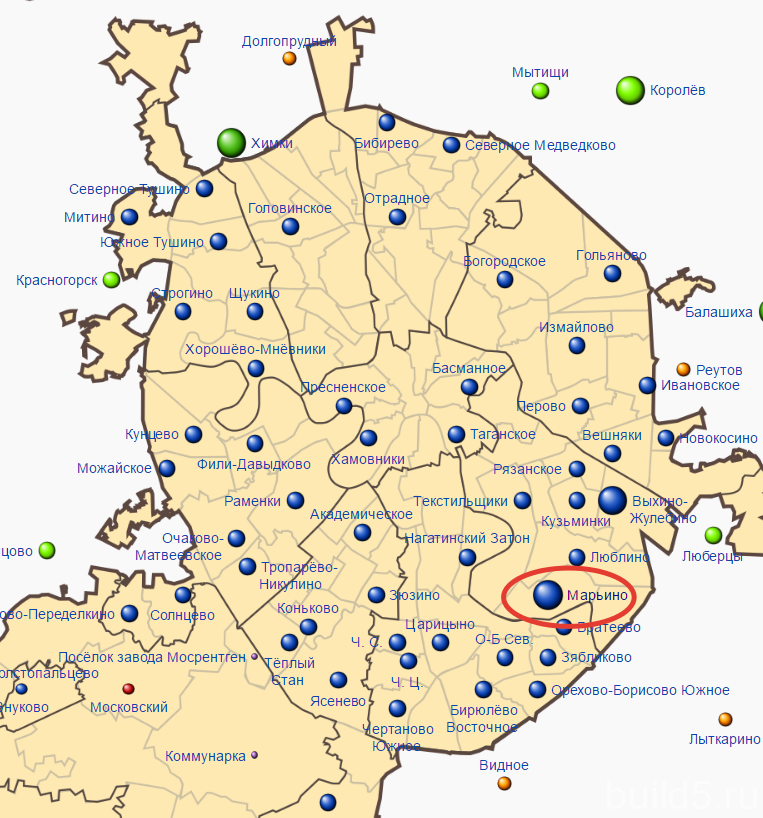 Карта москвы марьино на карте москвы
